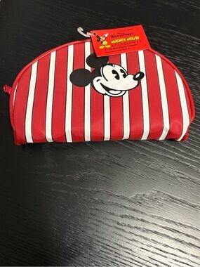 Disney Red Striped Mickey Cosmetic Pouch